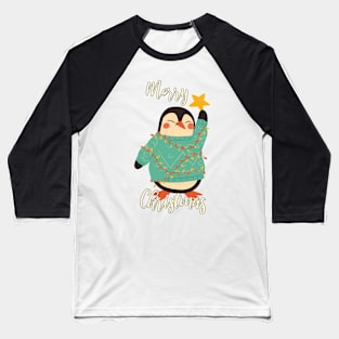 Merry Christmas, Penguin Baseball T-Shirt